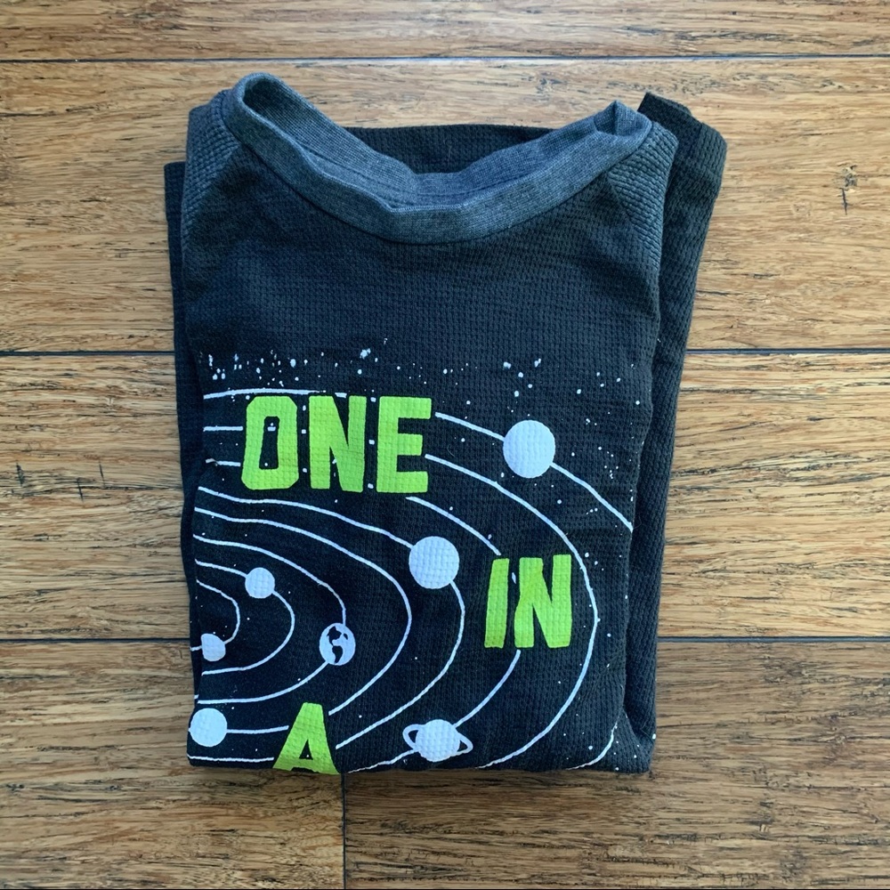 Black and Grey Waffle Knit Graphic Tee